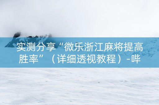 实测分享“微乐浙江麻将提高胜率”（详细透视教程）-哔哩哔哩