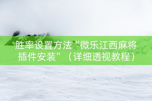 胜率设置方法“微乐江西麻将插件安装”（详细透视教程）-哔哩哔哩