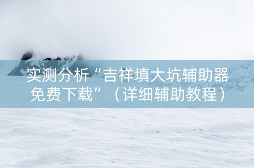 实测分析“吉祥填大坑辅助器免费下载”（详细辅助教程）-哔哩哔哩