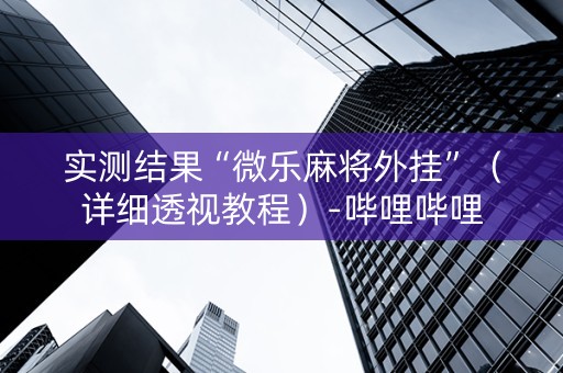 实测结果“微乐麻将外挂”（详细透视教程）-哔哩哔哩