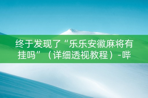 终于发现了“乐乐安徽麻将有挂吗”（详细透视教程）-哔哩哔哩