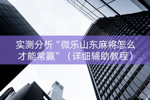 实测分析“微乐山东麻将怎么才能常赢”（详细辅助教程）-哔哩哔哩
