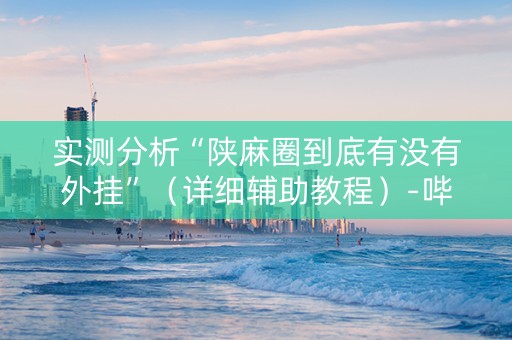 实测分析“陕麻圈到底有没有外挂”（详细辅助教程）-哔哩哔哩