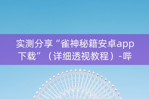 实测分享“雀神秘籍安卓app下载”（详细透视教程）-哔哩哔哩