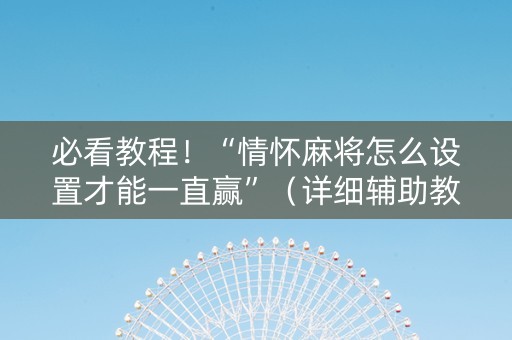 必看教程！“情怀麻将怎么设置才能一直赢”（详细辅助教程）-哔哩哔哩