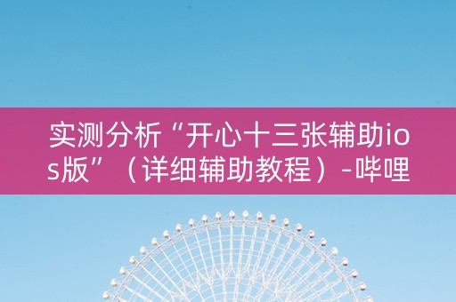 实测分析“开心十三张辅助ios版”（详细辅助教程）-哔哩哔哩