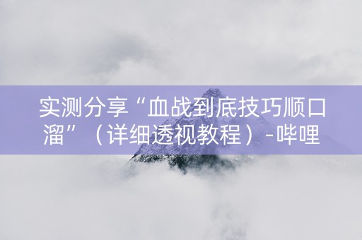 实测分享“血战到底技巧顺口溜”（详细透视教程）-哔哩哔哩