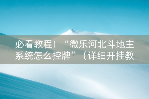 必看教程！“微乐河北斗地主系统怎么控牌”（详细开挂教程）-哔哩哔哩