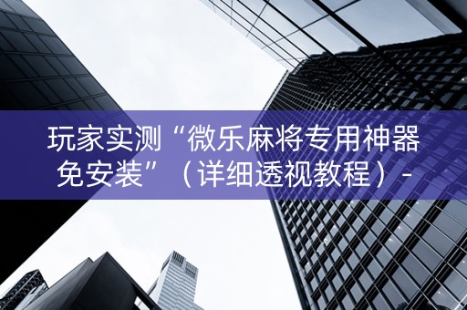 玩家实测“微乐麻将专用神器免安装”（详细透视教程）-哔哩哔哩
