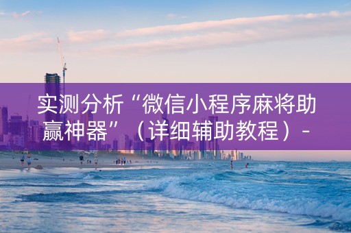 实测分析“微信小程序麻将助赢神器”（详细辅助教程）-哔哩哔哩