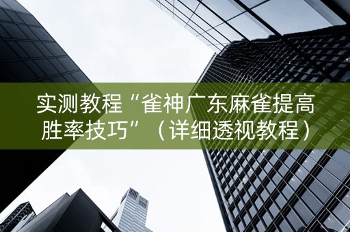 实测教程“雀神广东麻雀提高胜率技巧”（详细透视教程）-哔哩哔哩