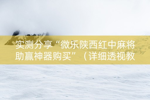 实测分享“微乐陕西红中麻将助赢神器购买”（详细透视教程）-哔哩哔哩