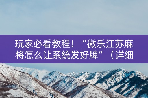 玩家必看教程！“微乐江苏麻将怎么让系统发好牌”（详细开挂教程）-哔哩哔哩