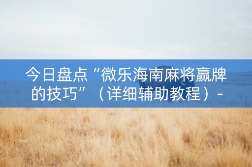 今日盘点“微乐海南麻将赢牌的技巧”（详细辅助教程）-哔哩哔哩
