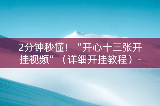 2分钟秒懂！“开心十三张开挂视频”（详细开挂教程）-哔哩哔哩