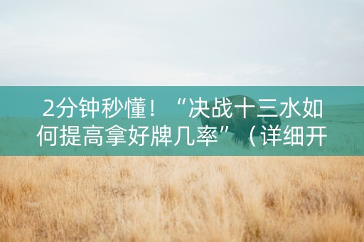 2分钟秒懂！“决战十三水如何提高拿好牌几率”（详细开挂教程）-哔哩哔哩