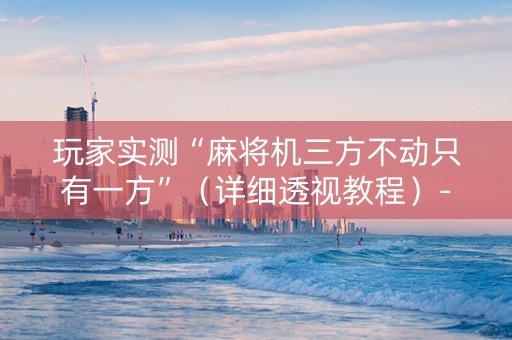 玩家实测“麻将机三方不动只有一方”（详细透视教程）-哔哩哔哩