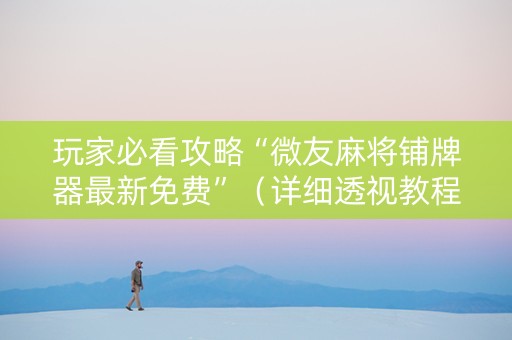 玩家必看攻略“微友麻将铺牌器最新免费”（详细透视教程）-哔哩哔哩