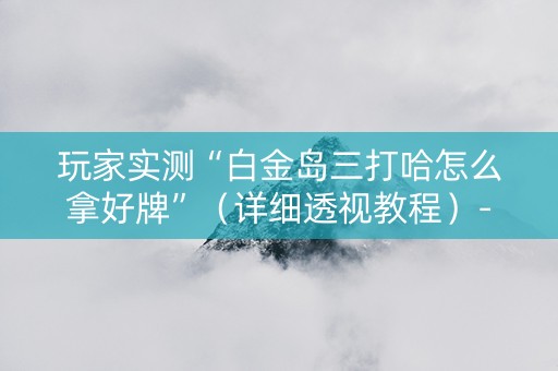 玩家实测“白金岛三打哈怎么拿好牌”（详细透视教程）-哔哩哔哩