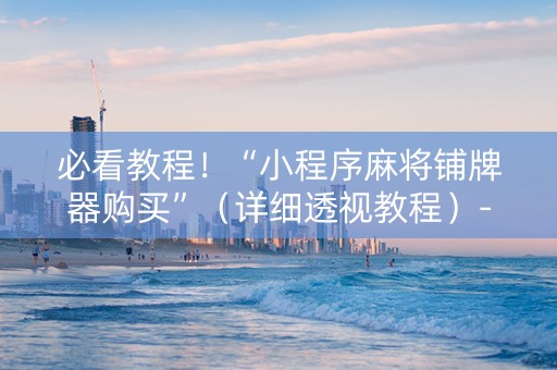 必看教程！“小程序麻将铺牌器购买”（详细透视教程）-哔哩哔哩