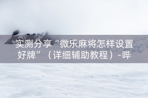 实测分享“微乐麻将怎样设置好牌”（详细辅助教程）-哔哩哔哩