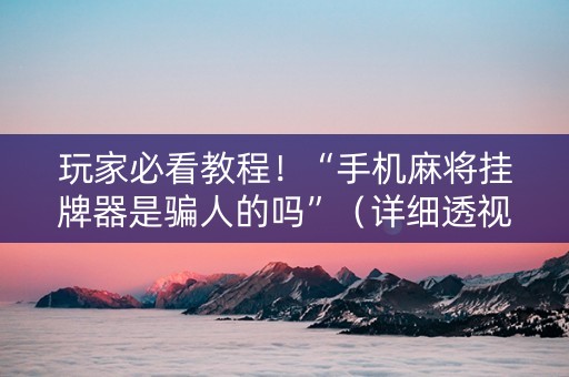 玩家必看教程！“手机麻将挂牌器是骗人的吗”（详细透视教程）-哔哩哔哩