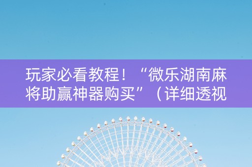 玩家必看教程！“微乐湖南麻将助赢神器购买”（详细透视教程）-哔哩哔哩