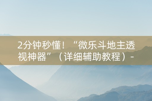 2分钟秒懂！“微乐斗地主透视神器”（详细辅助教程）-哔哩哔哩
