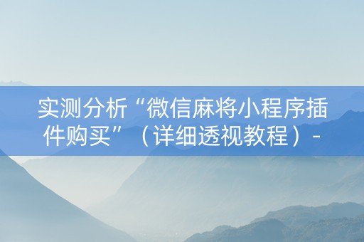 实测分析“微信麻将小程序插件购买”（详细透视教程）-哔哩哔哩