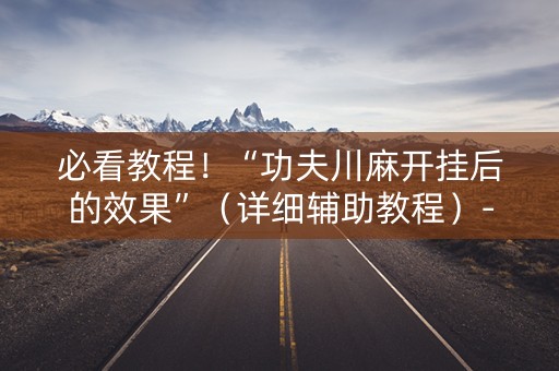 必看教程！“功夫川麻开挂后的效果”（详细辅助教程）-哔哩哔哩