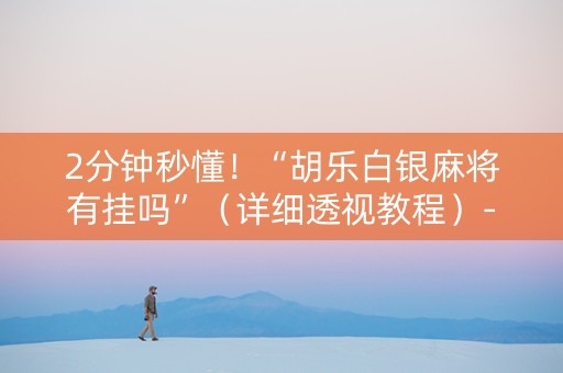 2分钟秒懂！“胡乐白银麻将有挂吗”（详细透视教程）-哔哩哔哩