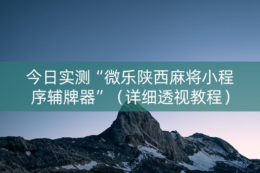 今日实测“微乐陕西麻将小程序辅牌器”（详细透视教程）-哔哩哔哩