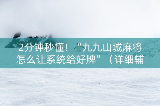 2分钟秒懂！“九九山城麻将怎么让系统给好牌”（详细辅助教程）-哔哩哔哩