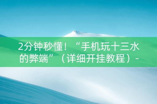 2分钟秒懂！“手机玩十三水的弊端”（详细开挂教程）-哔哩哔哩