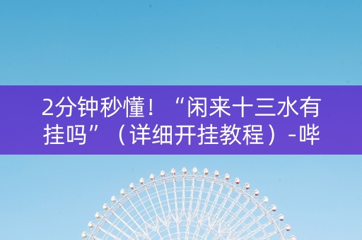 2分钟秒懂！“闲来十三水有挂吗”（详细开挂教程）-哔哩哔哩