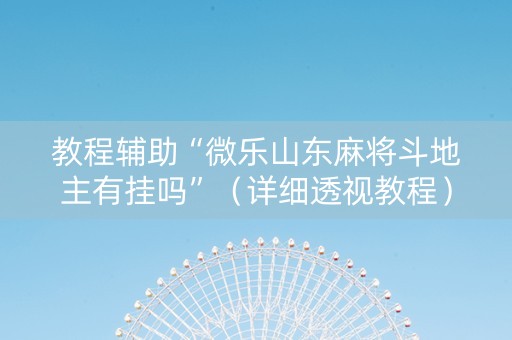教程辅助“微乐山东麻将斗地主有挂吗”（详细透视教程）-哔哩哔哩