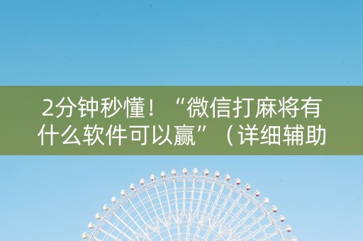 2分钟秒懂！“微信打麻将有什么软件可以赢”（详细辅助教程）-哔哩哔哩
