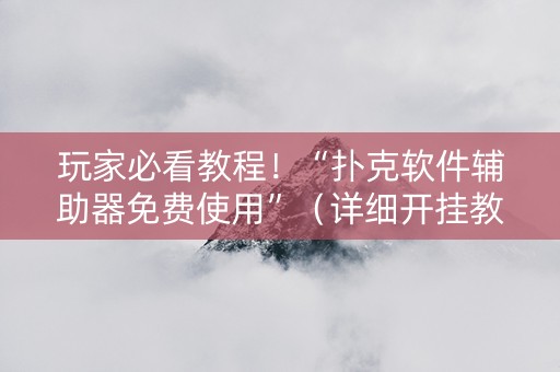 玩家必看教程！“扑克软件辅助器免费使用”（详细开挂教程）-哔哩哔哩