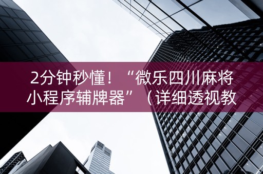 2分钟秒懂！“微乐四川麻将小程序辅牌器”（详细透视教程）-哔哩哔哩