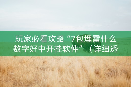 玩家必看攻略“7包埋雷什么数字好中开挂软件”（详细透视教程）-哔哩哔哩