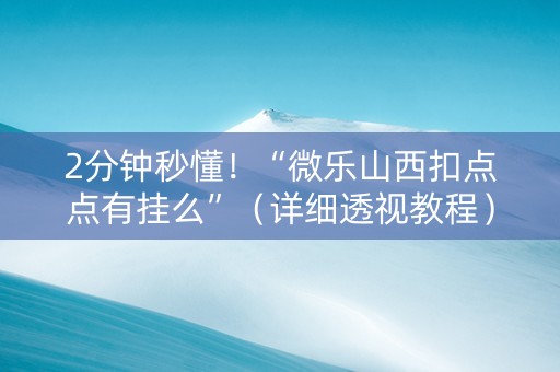 2分钟秒懂！“微乐山西扣点点有挂么”（详细透视教程）-哔哩哔哩