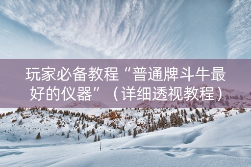 玩家必备教程“普通牌斗牛最好的仪器”（详细透视教程）-哔哩哔哩