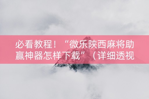 必看教程！“微乐陕西麻将助赢神器怎样下载”（详细透视教程）-哔哩哔哩