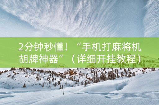 2分钟秒懂！“手机打麻将机胡牌神器”（详细开挂教程）-哔哩哔哩