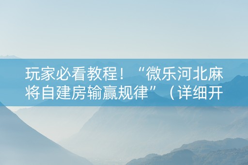 玩家必看教程！“微乐河北麻将自建房输赢规律”（详细开挂教程）-哔哩哔哩
