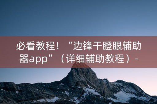 必看教程！“边锋干瞪眼辅助器app”（详细辅助教程）-哔哩哔哩