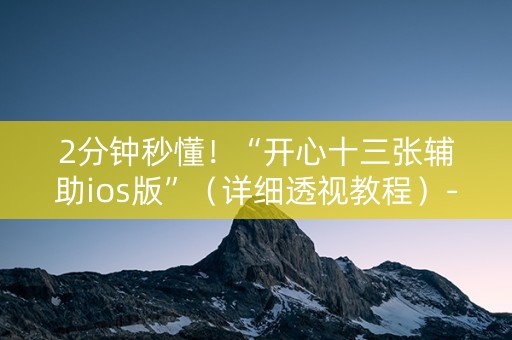 2分钟秒懂！“开心十三张辅助ios版”（详细透视教程）-哔哩哔哩