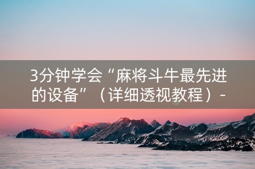 3分钟学会“麻将斗牛最先进的设备”（详细透视教程）-哔哩哔哩