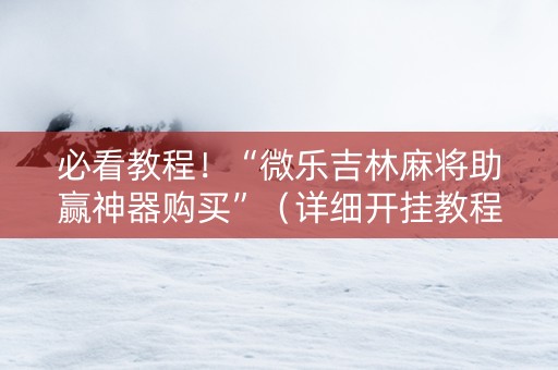 必看教程！“微乐吉林麻将助赢神器购买”（详细开挂教程）-哔哩哔哩
