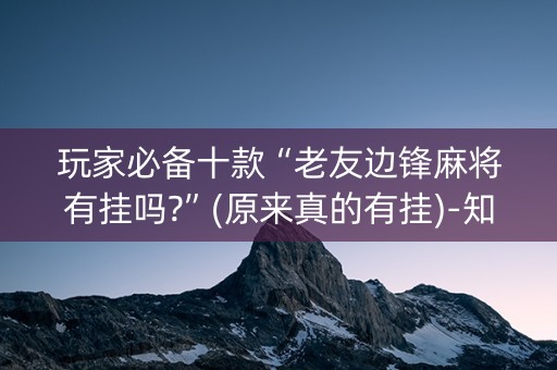 玩家必备十款“老友边锋麻将有挂吗?”(原来真的有挂)-知乎